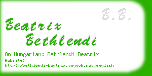 beatrix bethlendi business card